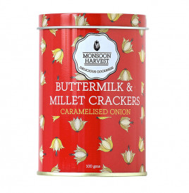 Monsoon Harvest Buttermilk & Millet Crackers, Caramelised Onion  Container  100 grams