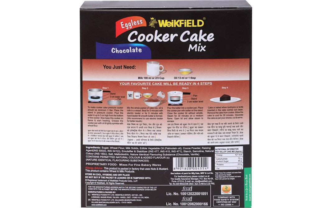 Weikfield Eggless Cooker Cake Mix Vanilla 175 g - NoveltyCart