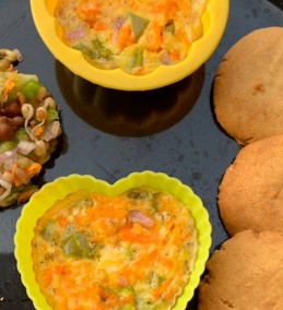 Egg muffin peanut butter cookies and brown chana sprout salad Recipe